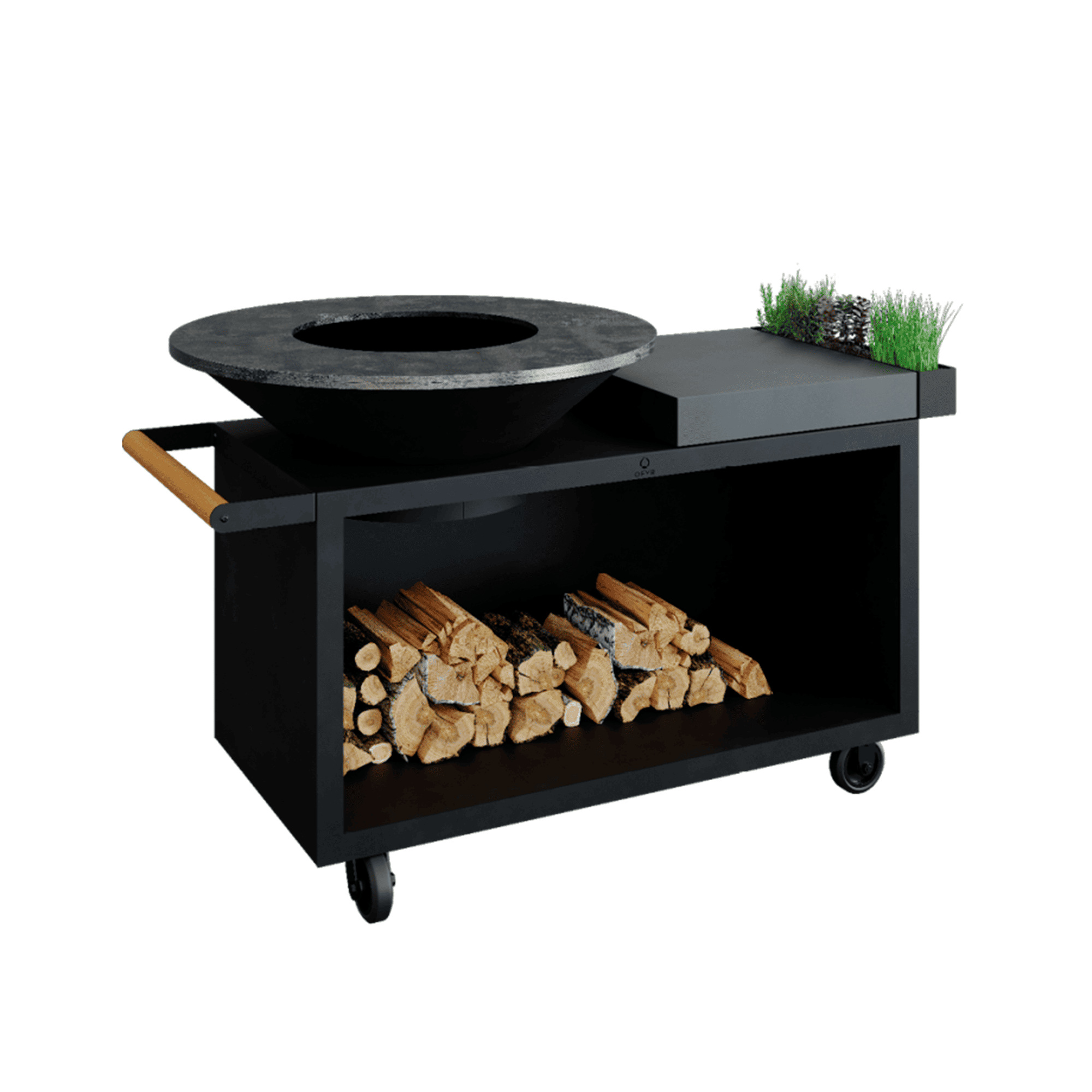 OFYR 100 PRO – schwarze Kochinsel mit Holzgrill