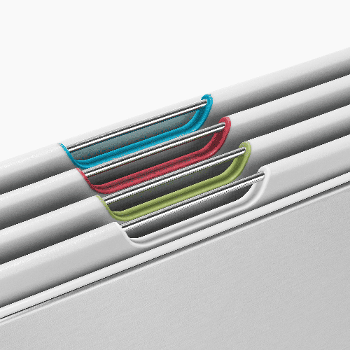 Set mit 4 Schneidebrettern und Edelstahlbox – Folio Steel – Joseph Joseph