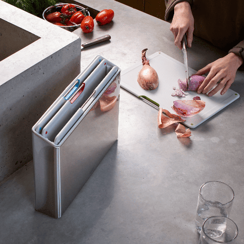 Conj. 4 Tábuas de Corte com Caixa Inox - Folio Steel - Joseph Joseph