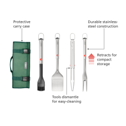 Conjunto de 4 Utensílios Churrasco com Estojo – Inox – Grillout – Joseph Joseph
