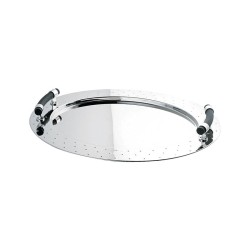Tabuleiro Oval com Pegas 58cm – Inox e Preto – Alessi