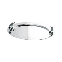 Tabuleiro Oval com Pegas 58cm – Inox e Preto – Alessi
