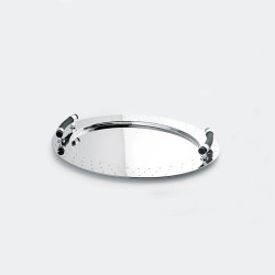 Tabuleiro Oval com Pegas 58cm – Inox e Preto – Alessi