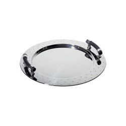 Tabuleiro Oval com Pegas 48cm – Inox e Preto – Alessi