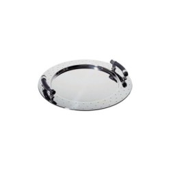 Tabuleiro Oval com Pegas 48cm – Inox e Preto – Alessi