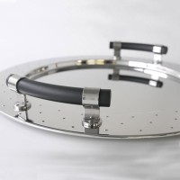 Tabuleiro Oval com Pegas 48cm – Inox e Preto – Alessi