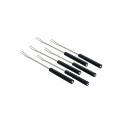 Conjunto de 6 Garfos para Fondue Bourguignonne – Prateado e Preto – Mami – Alessi