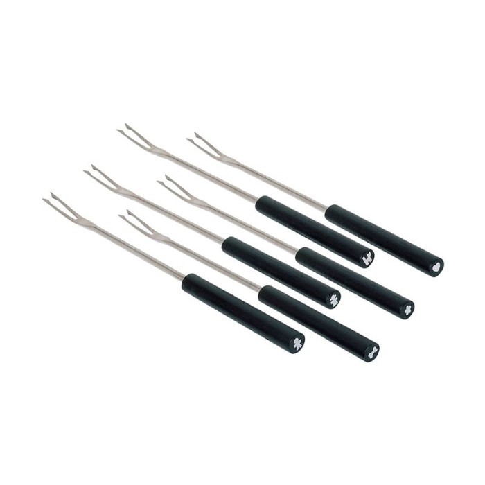 Conjunto de 6 Garfos para Fondue Bourguignonne – Prateado e Preto – Mami – Alessi