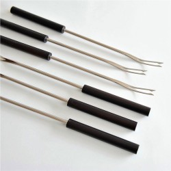 Conjunto de 6 Garfos para Fondue Bourguignonne – Prateado e Preto – Mami – Alessi