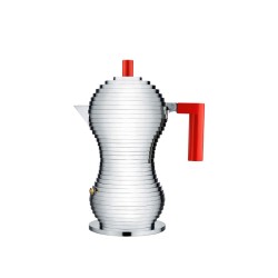 Cafeteira Expresso Indução 3 Chávenas – Cinza e Vermelho – Pulcina – Alessi