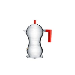 Cafeteira Expresso Indução 3 Chávenas – Cinza e Vermelho – Pulcina – Alessi