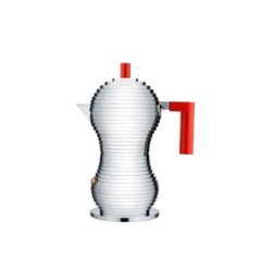 Cafeteira Expresso Indução 6 Chávenas – Cinza e Vermelho – Pulcina – Alessi