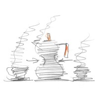Cafeteira Expresso Indução 6 Chávenas – Cinza e Vermelho – Pulcina – Alessi