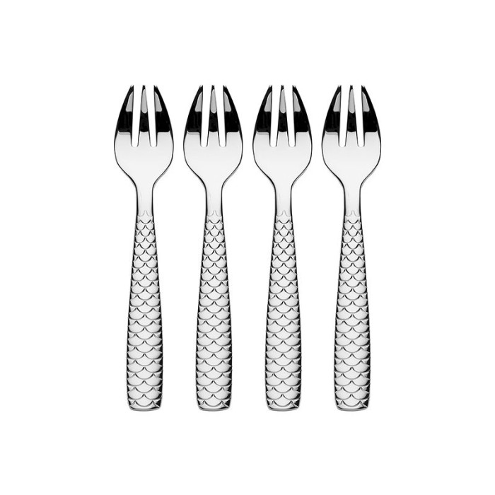 Conjunto de 4 Garfos para Ostras e Moluscos – Prateado – Colombina Fish – Alessi
