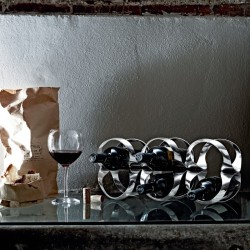 Garrafeira para 6 Garrafas – Prata – Ribbon – Officina Alessi