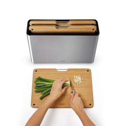 Conjunto de 3 Tábuas de Corte – Bamboo – Folio Steel – Joseph Joseph