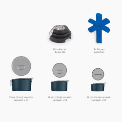 Trem de Cozinha de 3 Peças – Azul – Space Stack – Joseph Joseph