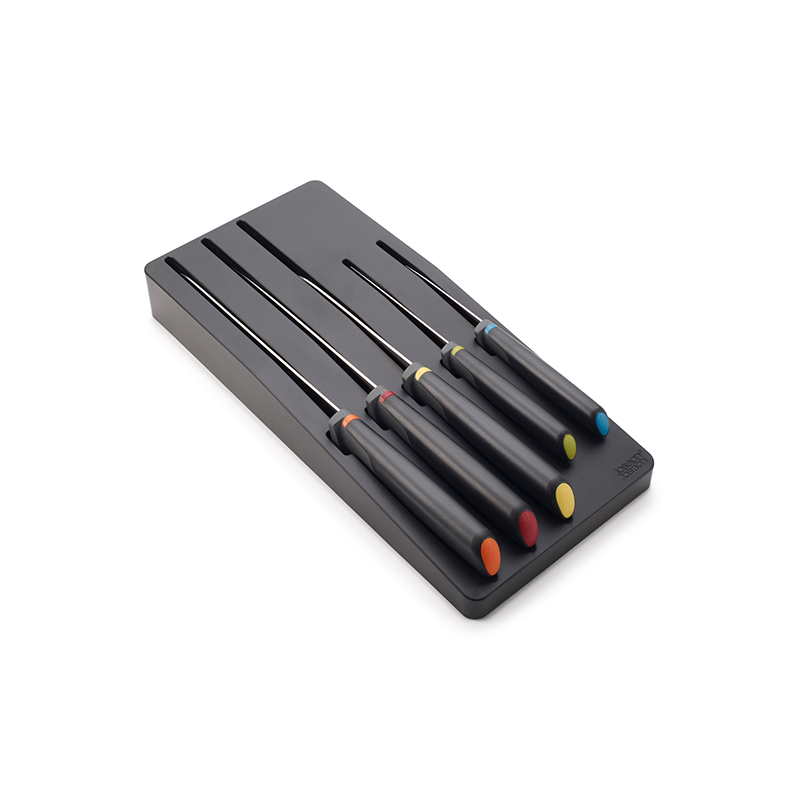 Conjunto de 5 Facas com Suporte para Gaveta – Preto – Elevate – Joseph Joseph