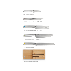 Conjunto de 5 Facas e Bloco – Steel Bamboo – Elevate – Joseph Joseph