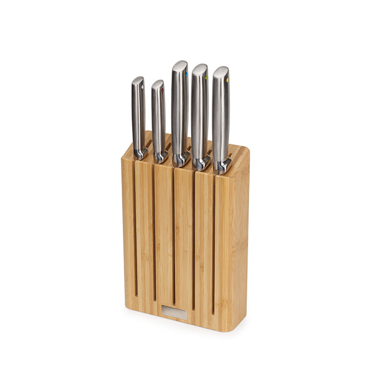 Conjunto de 5 Facas e Bloco Vertical – Steel Bamboo – Elevate – Joseph Joseph