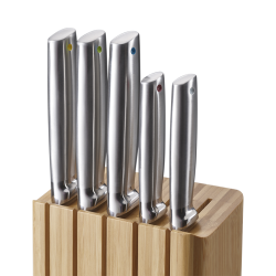 Conjunto de 5 Facas e Bloco Vertical – Steel Bamboo – Elevate – Joseph Joseph