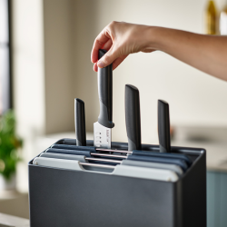 Conjunto de 8 Peças (Facas e Tábuas de Cortar) – Grafite – Folio Plus – Joseph Joseph