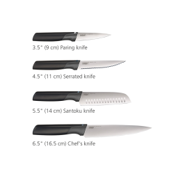 Conjunto de 8 Peças (Facas e Tábuas de Cortar) – Grafite – Folio Plus – Joseph Joseph
