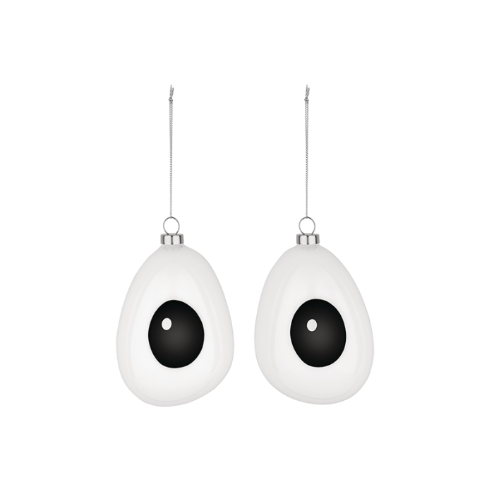 Conjunto de 2 Decorações de Natal Holly – Branco e Preto – Freebies – Alessi