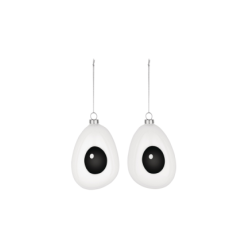 Conjunto de 2 Decorações de Natal Holly – Branco e Preto – Freebies – Alessi