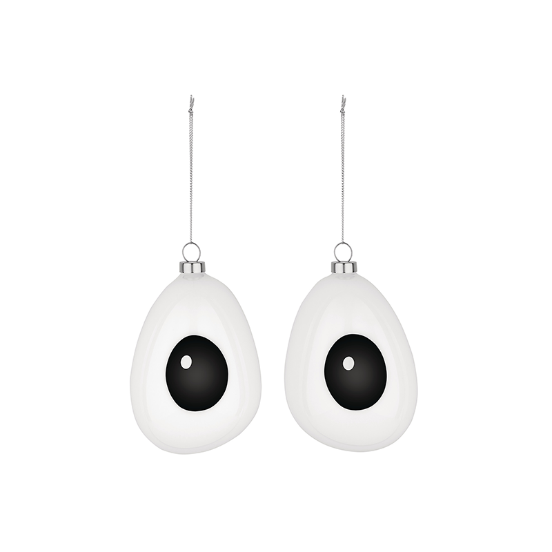 Conjunto de 2 Decorações de Natal Holly – Branco e Preto – Freebies – Alessi