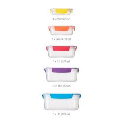 Conjunto de 5 Caixas de Armazenamento – Multicolorido – Nest Lock – Joseph Joseph
