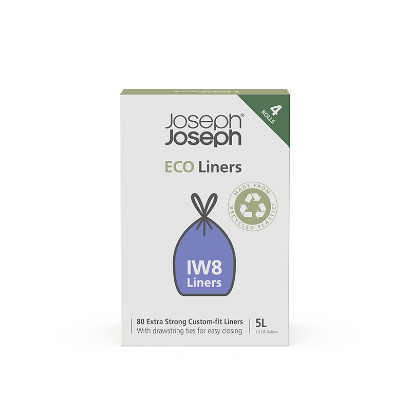 4 Rolos de Sacos Reciclados para o Lixo (x80) – Cinza – IW8 – Joseph Joseph