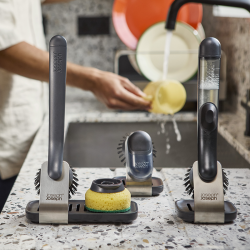 Escova com Doseador de Detergente e Suporte – Transparente – Sinktech – Joseph Joseph