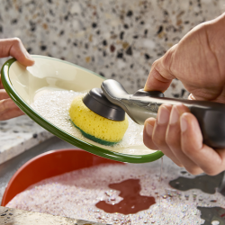 Escova com Doseador de Detergente e Cabeça de Substituição – Cinza e Transparente – SinkTech – Joseph Joseph