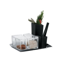 Conjunto para Sal – Transparente e Preto – Cum Grano Salis – Alessi