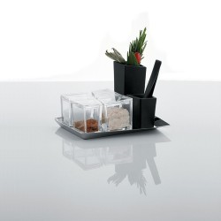 Conjunto para Sal – Transparente e Preto – Cum Grano Salis – Alessi