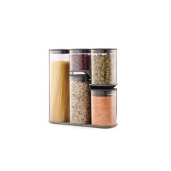 5 Recipientes Herméticos com Suporte – Cinza Escuro – Podium – Joseph Joseph