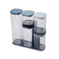 5 Recipientes Herméticos com Suporte – Azul – Podium Sky – Joseph Joseph