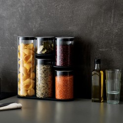 Set de 5 Frascos de Vidro com Suporte – Cinza – Podium 100 – Joseph Joseph