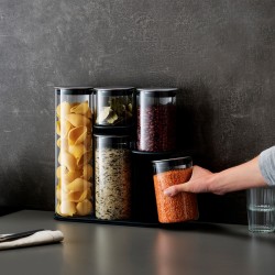 Set de 5 Frascos de Vidro com Suporte – Cinza – Podium 100 – Joseph Joseph