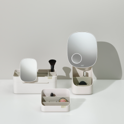 Espelho de Mesa com Organizador de Cosméticos – Creme – Viva – Joseph Joseph