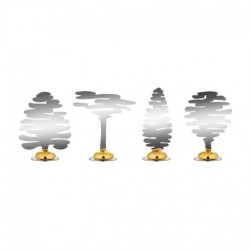 Conj. 4 Marcadores de Mesa Diversos - BarkPlace Tree Aço - Alessi
