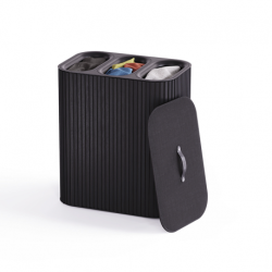 Cesto para Roupa Suja Tripartido 90L Preto - Tota Luxe - Joseph Joseph