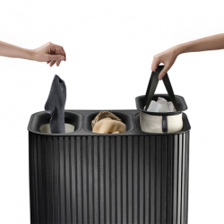 Cesto para Roupa Suja Tripartido 90L Preto - Tota Luxe - Joseph Joseph