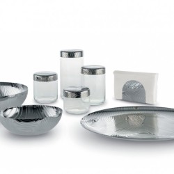 Recipiente Vidro Hermético 1Lt - Veneer Prata - Alessi