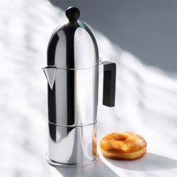 Cafeteira para Café Expresso 150ml - La Cupola Prateado E Preto - A Di Alessi