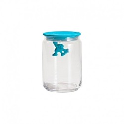 Frasco com Tampa Hermética Azul 700ml - Gianni a little man holding on tight - A Di Alessi